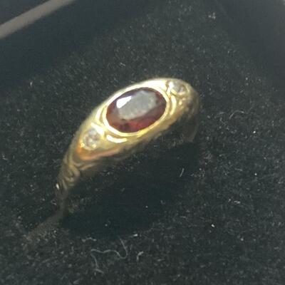 Antique Gold 14k Ring with 1/2 carat Red Stone