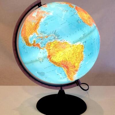 Illuminated World Globe on stand