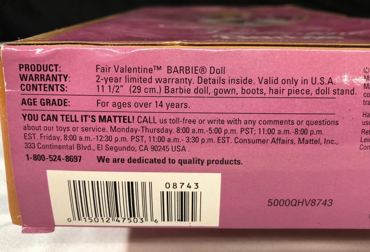 Vintage "#18091 Hallmark Fair Valentine Barbie 1997" - Shipping