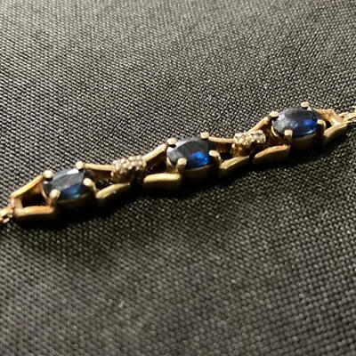 14k Gold Bracelet with Sapphires and Diamonds 7”