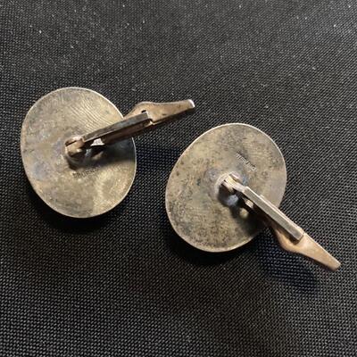 Vintage Sterling Cufflinks with Black Cameo 1â€ x 3/4â€