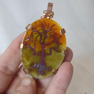 Artist Made Fusion Glass and Copper Necklace