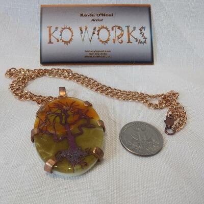 Artist Made Fusion Glass and Copper Necklace