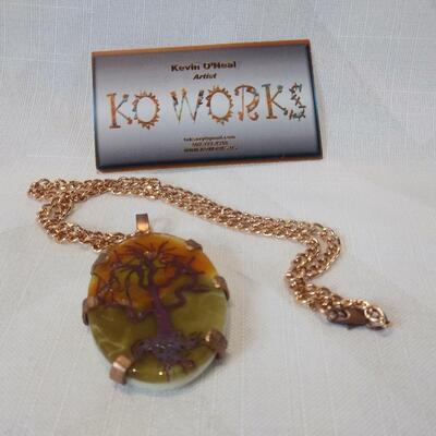 Artist Made Fusion Glass and Copper Necklace