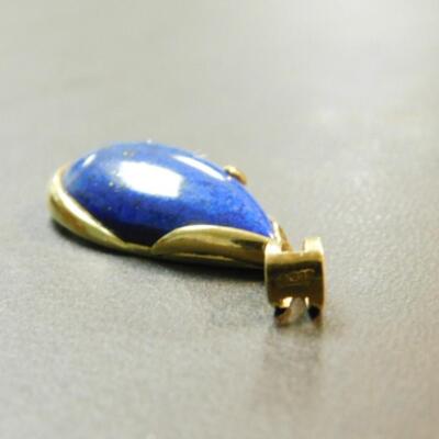 Teardrop Lapis Stone Pendant Set in 14K Gold Approximately 5.7 Grams Total Weight
