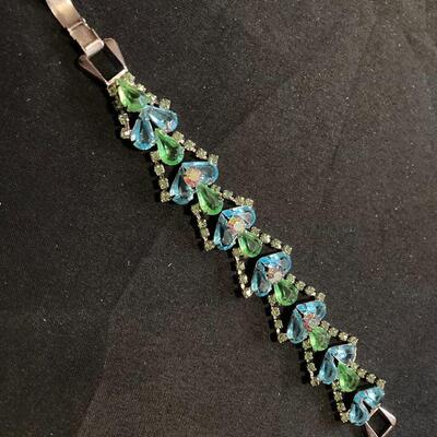 Large Green / Blue Colored Designer Style Vintage Bracelet