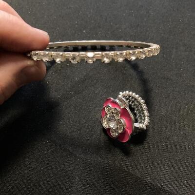 Bangle and Floral Ring Lot