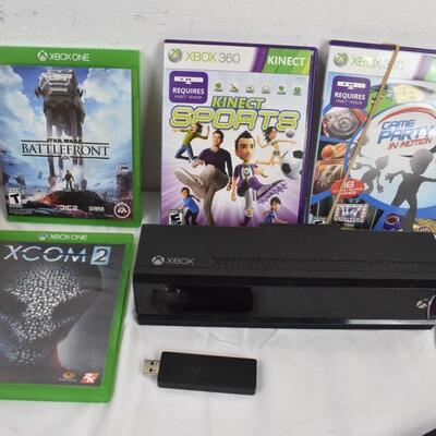 Xbox One, Xbox Battlefront, and Xcom 2, Kinect and Games, Controller - Untested, No Power Cord