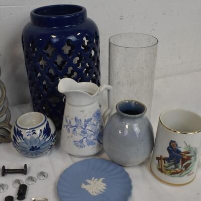 Home Decor: Mugs, Candles, Picture Frame, Disassembled Wind Chimes, etc