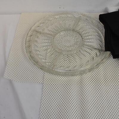 6 Piece Table Decorations: Tablecloths, Glass Bowl, Plate, etc