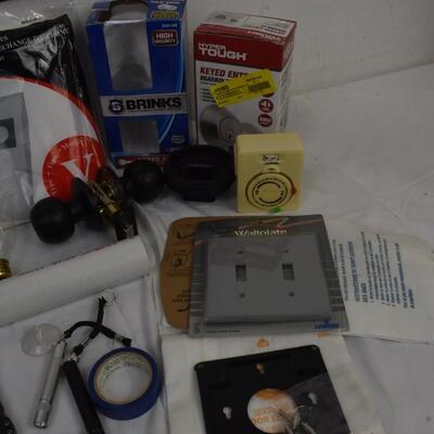Home Improvement Lot: PVC, Doorknobs, Pocket Knives, Tape, Pocket Knives, etc