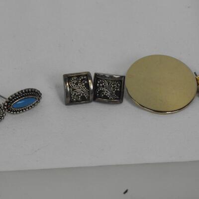 6 pc Costume Jewelry: 4 Pairs of Earrings, 2 Pins(?)
