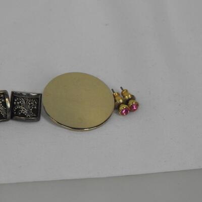 6 pc Costume Jewelry: 4 Pairs of Earrings, 2 Pins(?)
