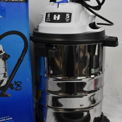 Hart 6 gal 5 peak HP Stainless Steel wet/dry vac,
