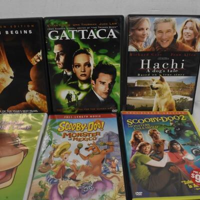 13 pc Movies on DVD: Annie, Hachi, Insurgent,  Scooby-Doo, Smurfs, Spiderman, Stargate