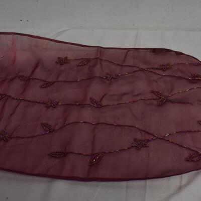 Christmas lot: sheer table runner, stocking holders, nativity, lights-WORK
