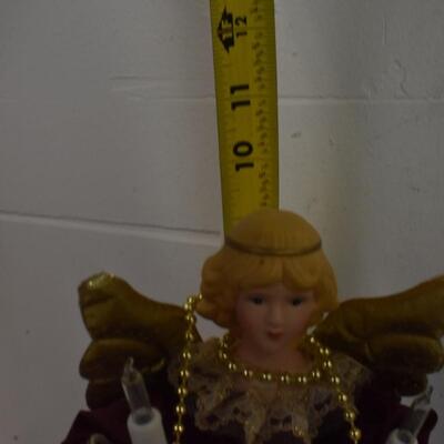 3 Tree top Angels, (2) light up, strand of white lights--WORKS