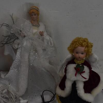 3 Tree top Angels, (2) light up, strand of white lights--WORKS