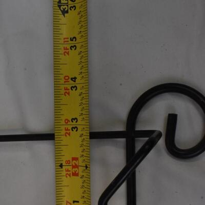 3 Metal Wall Plate Holders: color black, 36 1/2in, 34 1/2in,, 18 3/4in
