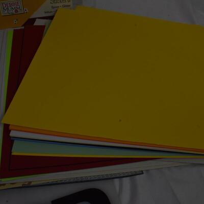 Scrapbooking lot: 12x12 cardstock, cardboard, paper, some stickers & die cuts