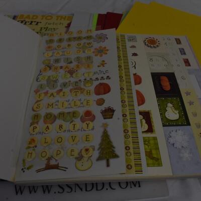 Scrapbooking lot: 12x12 cardstock, cardboard, paper, some stickers & die cuts