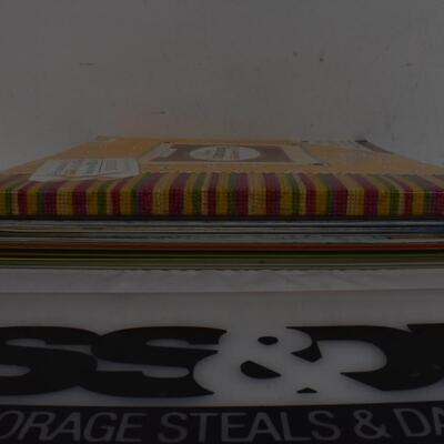 Scrapbooking lot: 12x12 cardstock, cardboard, paper, some stickers & die cuts
