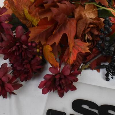 Faux Floral stems/berries leaves: Fall Chrysanthemums, Dahlias, Sunflowers