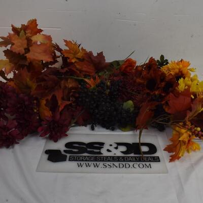 Faux Floral stems/berries leaves: Fall Chrysanthemums, Dahlias, Sunflowers
