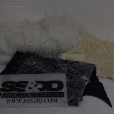 Faux fur lot: 4 pcs, white w/ silver, off white  black/grey