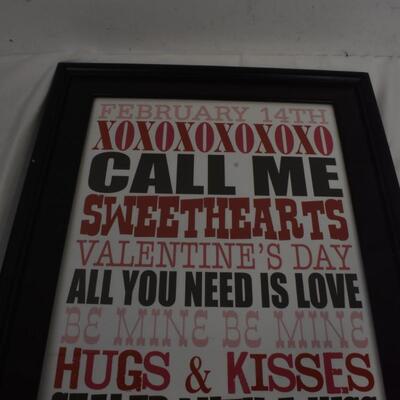 3 Pc Home decor: tiered tray, Valentine framed print, hanging kitchen hot pad