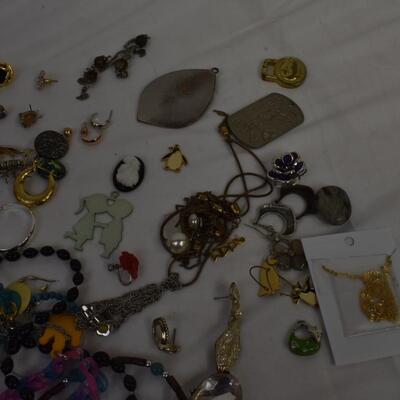 Assorted Costume Jewelry pieces for crafting: bracelets, earrings, necklaces, charms