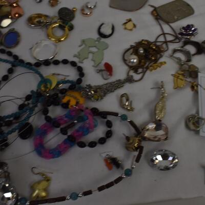 Assorted Costume Jewelry pieces for crafting: bracelets, earrings, necklaces, charms
