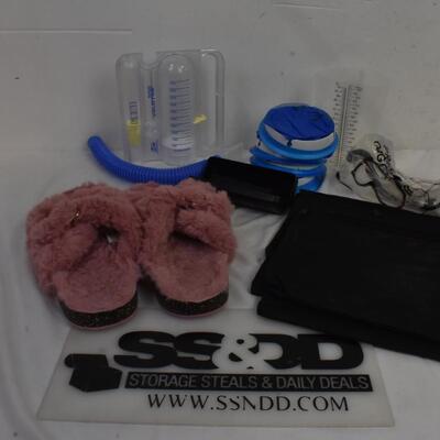 10 pc Personal care lot: Voldyne  5000 Volumetric Exerciser, womens slippers
