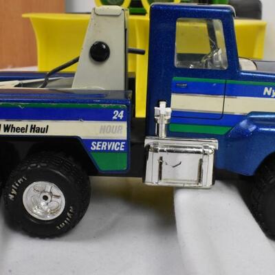 6 pc Toy truck lot:Tomy John Deere tractor, Fisher Price, Nylint tow truck