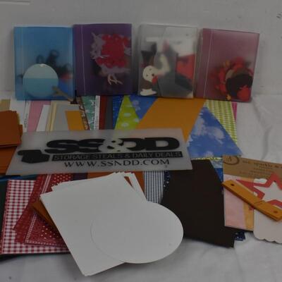 Scrapbooking paper/cardstock: & die cuts assorted sizes, colors & styles,