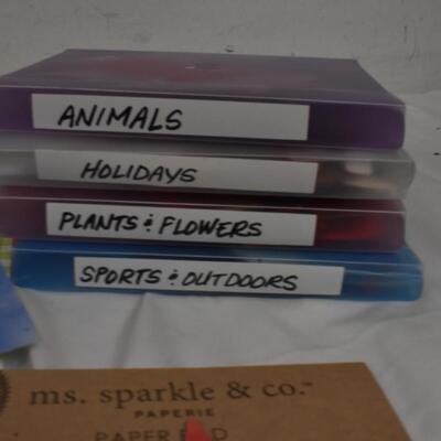 Scrapbooking paper/cardstock: & die cuts assorted sizes, colors & styles,