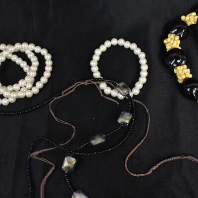 Various Stones, Shells + Faux natural Looking Costume Jewelry, 15+ Items