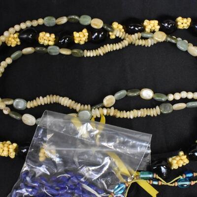 Various Stones, Shells + Faux natural Looking Costume Jewelry, 15+ Items