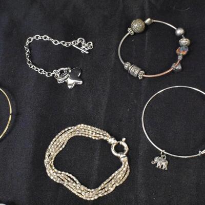 13 pc Costume Jewelry Items Various Charm Bracelets/Necklaces + Other Unique Pieces, Gold & Silver Toned