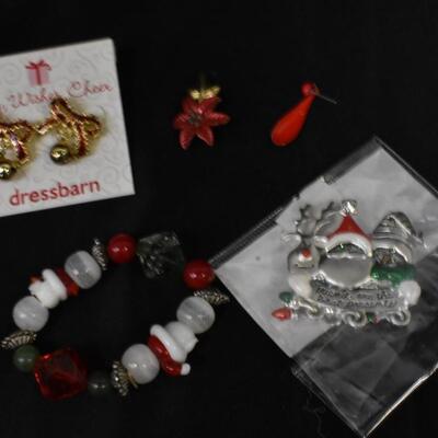 Christmas Pin & Costume Jewelry Lot. 4th of July Jewelry, Necklaces, Earrings, Pins