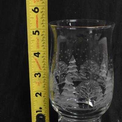 10 Winter Themed Wine Glasses: 8 Snowy Forest Scene, 2 Mistletoe, Gold Rims