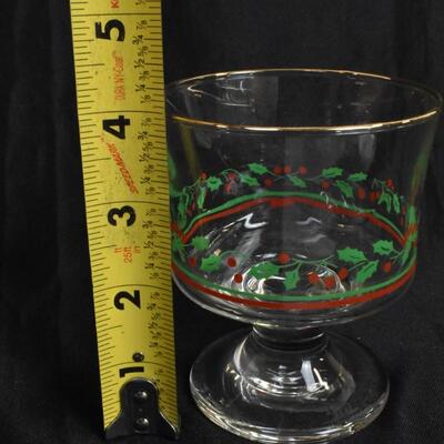 10 Winter Themed Wine Glasses: 8 Snowy Forest Scene, 2 Mistletoe, Gold Rims