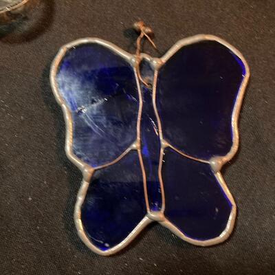 2 pc Stained Glass Small Butterfly Lot