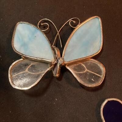 2 pc Stained Glass Small Butterfly Lot