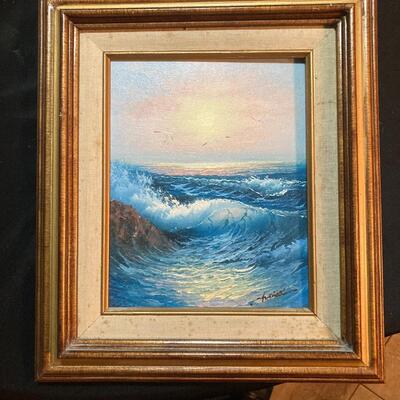Vintage Seascape Oil Painting approx 10â€ x 12â€