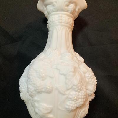 Antique Satin Milk Glass Vase 10â€