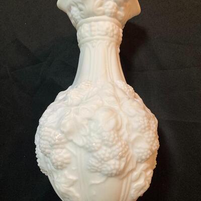 Antique Satin Milk Glass Vase 10â€