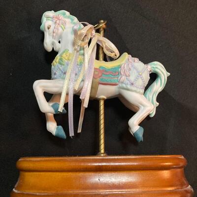 Porcelain Carousel Horse Music Box 8â€ tall