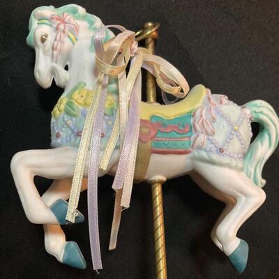 Porcelain Carousel Horse Music Box 8â€ tall