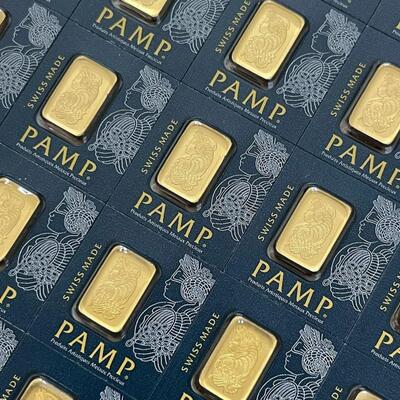 Estate Collection of 10 Pamp Gold Bars 1 Gram Each.